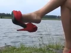 Scene of outdoor nylon fetish with my irate wife